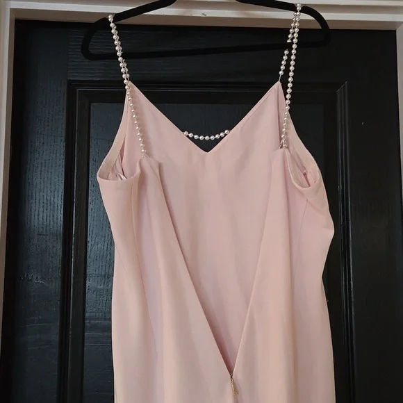 Karl Lagerfeld Light Pink Gown with Adjustable Pearl Straps Size 12 - Picture 4 of 16